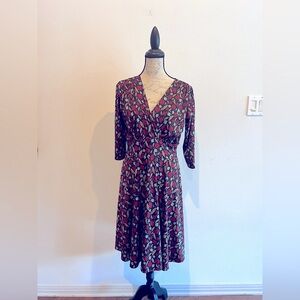 Karina Multicolor Leaf Print Dress Size M/L